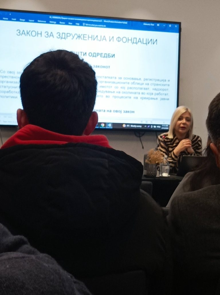 Учество на јавна расправа за предлог законот за Здруженија на граѓани и фондации организирана од страна на Министерството за правда.